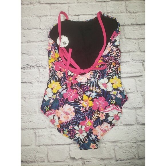 NEW Decree Women's One-Piece Medium Coverage Tropical Print Swimsuit Size 0X - Picture 2 of 2